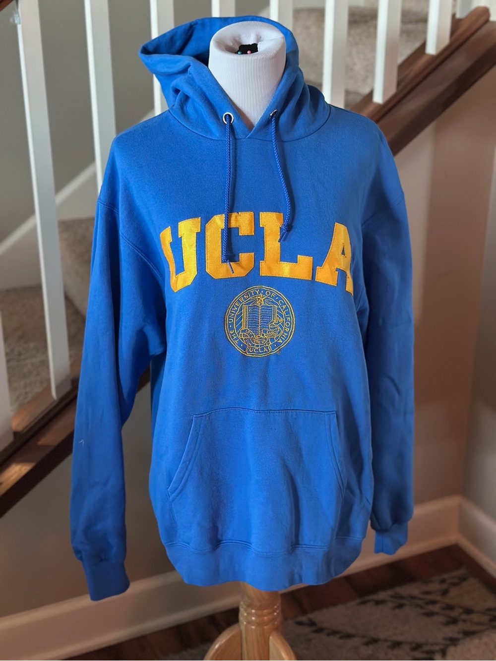 Champion Blue Hoodie with Yellow UCLA Lettering - D1021